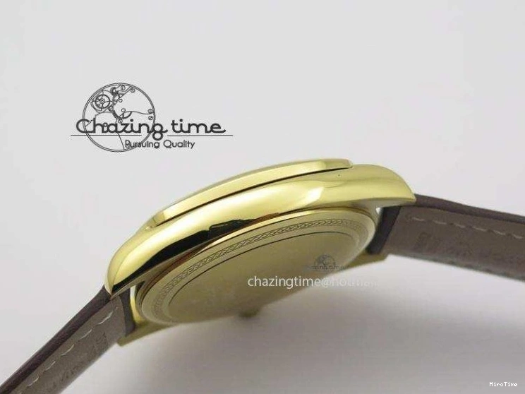 MiroTime 0505 Thermal Cellini Date YG Gold Sticks Dial On Brown Leather Strap A 3885